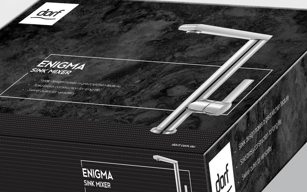 Dorf Enigma Sink Mixer packaging box