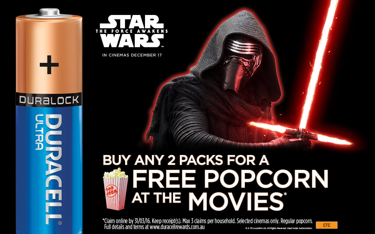 Duracell Star Wars battery promotion featuring Kylo Ren