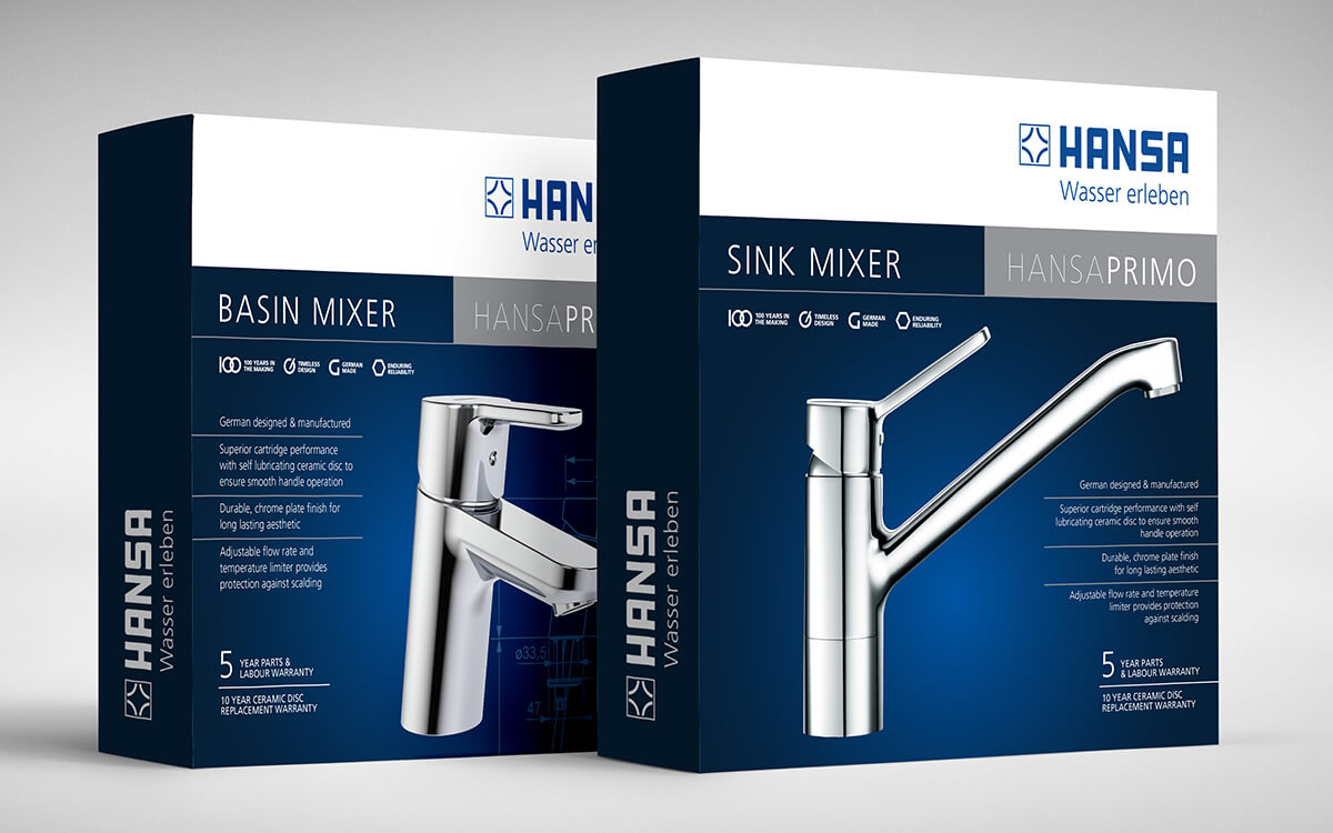 Hansa mixer range package design for Bunnings stores